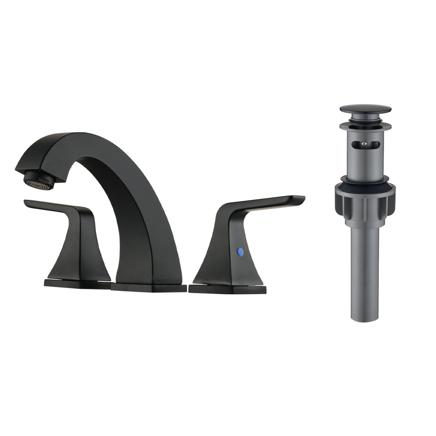 Matte Black Widespread Bathroom Faucet Set with Pop Up Drain