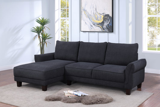 Sophisticated Black Sherpa Sectional Sofa with Left-Facing Chaise