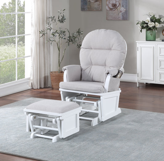 Madison Glider & Ottoman White/Woven Gray