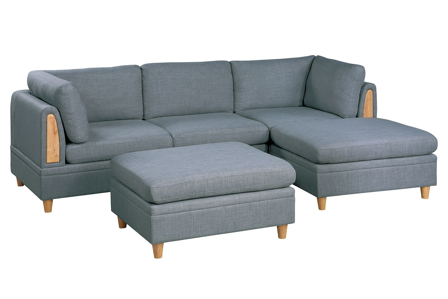 Modern Steel Gray Dorris Fabric Modular Sectional Set with Versatile Seating Options