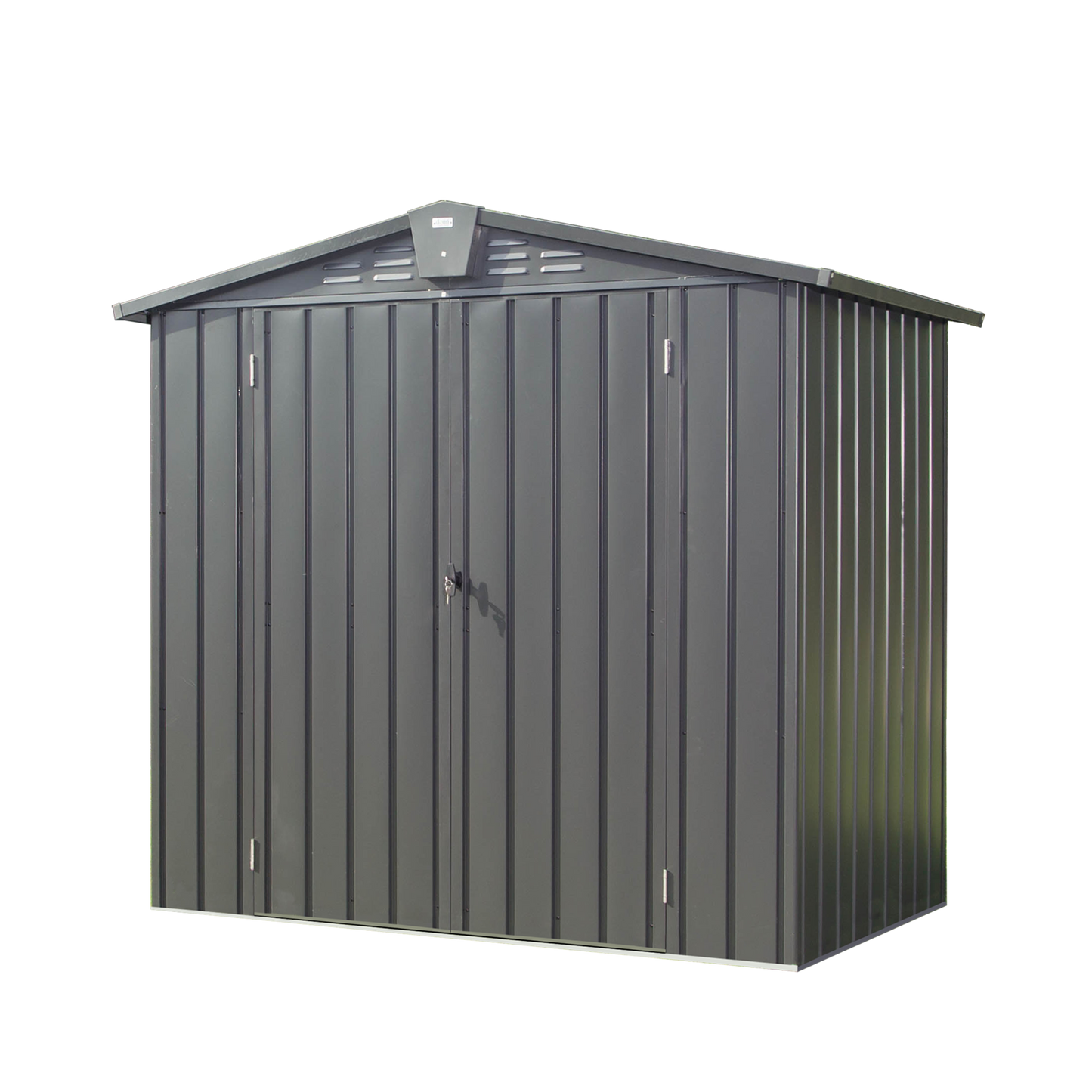 Outdoor Storage Shed 6.5'x 4.2', Metal Garden Shed for Bike, Trash Can, Tools, Lawn Mowers,Galvanized Steel Outdoor Storage Cabinet with Lockable Door for Backyard, Patio, Lawn (6.5x4.2ft, Black)