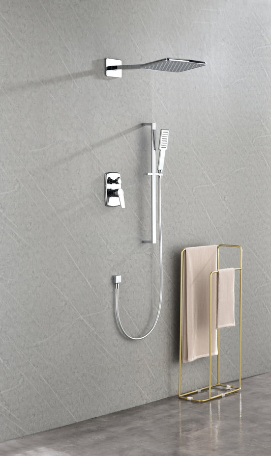 Luxurious Rainfall Shower System with Hand Shower and Slide Bar