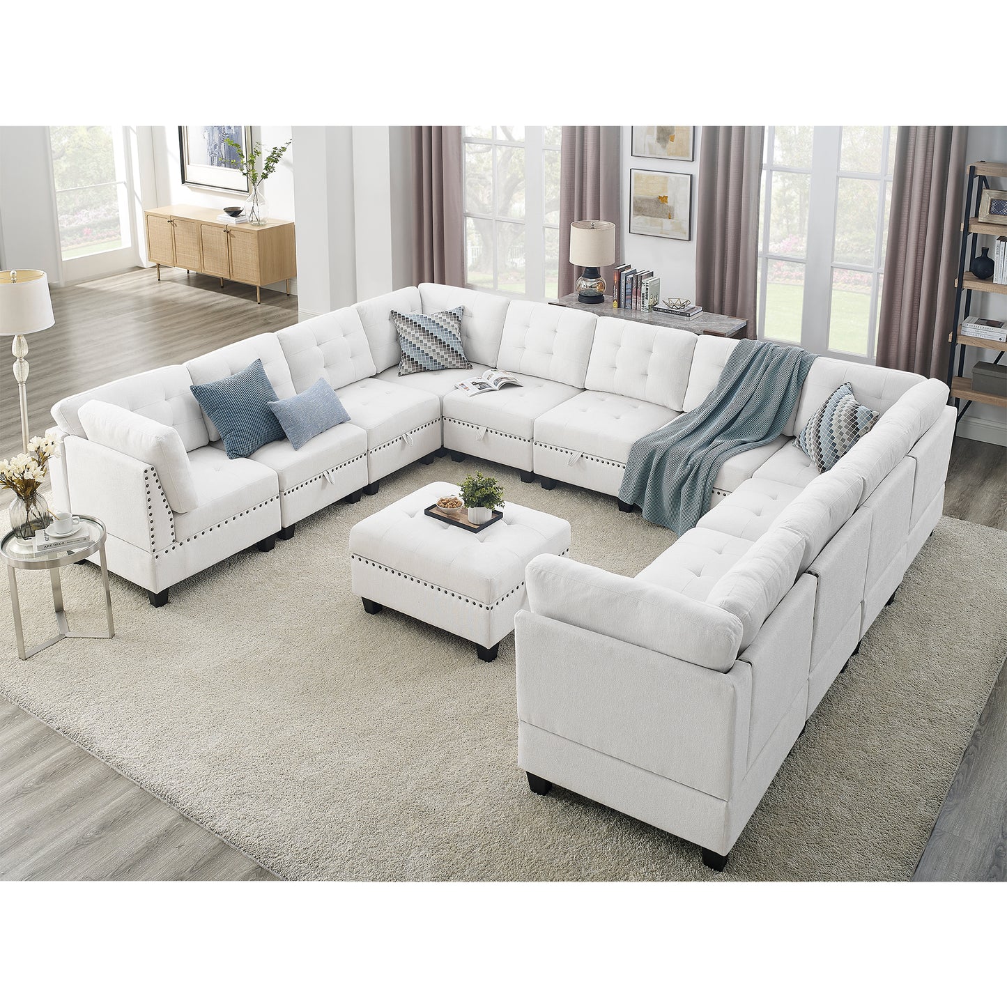 U-Shaped DIY Modular Sectional Sofa with Bonus Storage