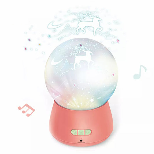 360 Degree Rotating Music Projection Night Light with Soothing Red Glow