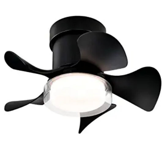 Remote Ceiling Fan with LED Light - 21'' Matt Black ABS Blade