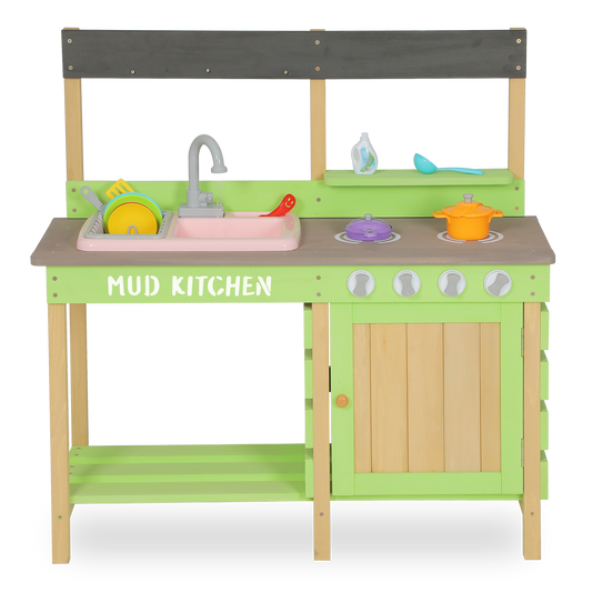 Wooden Pretend Mud Kitchen Playset for Toddlers