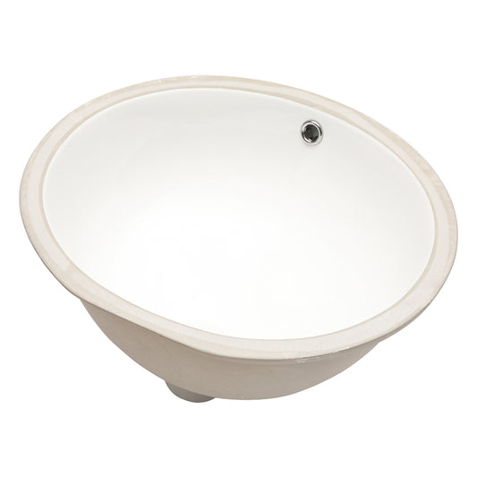 19"x16" Oval Shape Undermount Bathroom Sink Modern Pure White Porcelain Ceramic Lavatory Vanity Sink Basin with Overflow