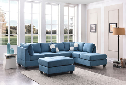 Malone G638B-SC Sectional in Aqua Blue Microfiber