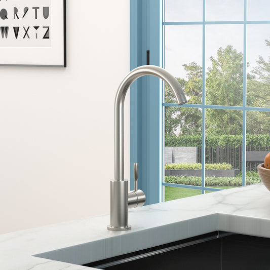 Kitchen Sink Faucet with Single Handles, Brushed Nickel