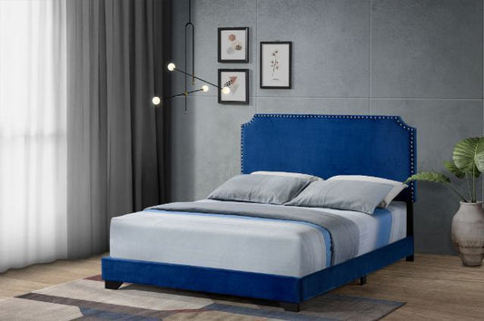 Haemon Queen Bed - Blue Fabric 26760Q