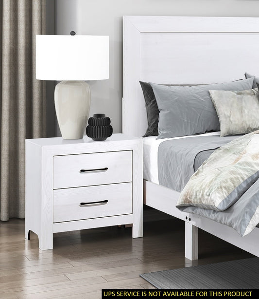 Modern White Finish 1pc Nightstand of 2x Drawers Black Hardware Wooden Bedroom Furniture