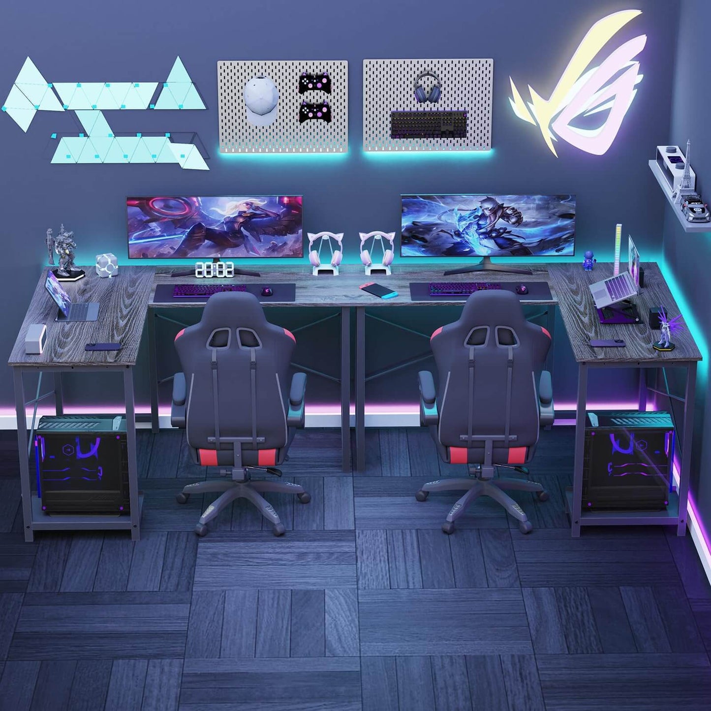 Gray Modern Modular L Shaped Gaming Desk