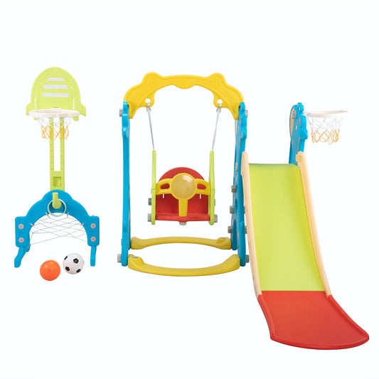 Giraffe-themed 5-in-1 Playground Set with Slide, Swing, and Ball Games for Toddlers