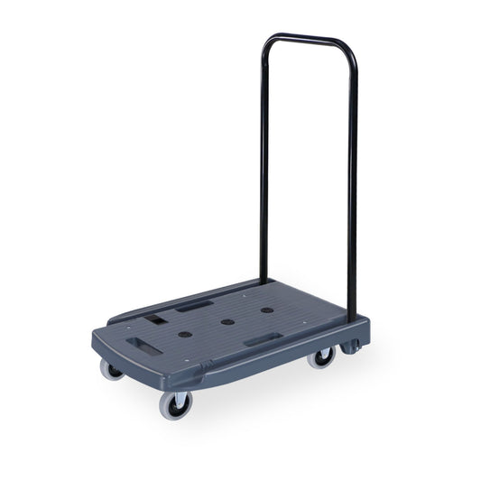 330 lbs. Capacity Gray Plastic Steel Body Foldable Platform Trolley Push Hand Cart