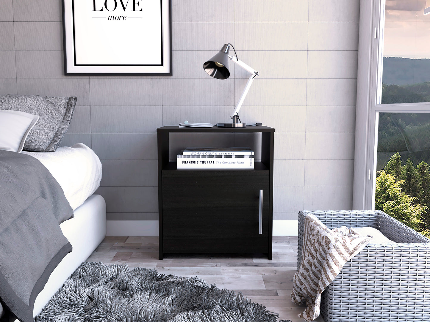 Florian 1-Shelf Nightstand Black Wengue