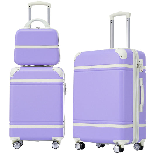 Hardshell Luggage Sets 3 Pieces 20"+24" Luggages and Cosmetic Case Spinner Suitcase with TSA Lock  Lightweight