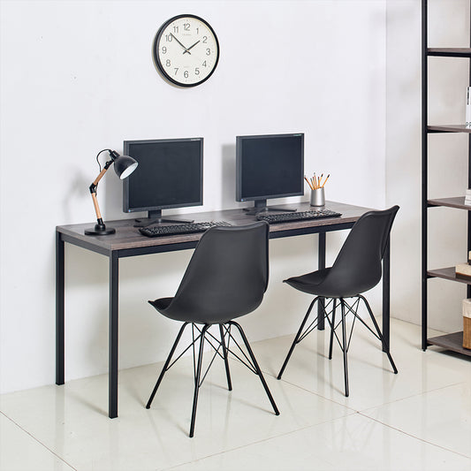 Modern Water and Heat Resistant Computer Desk in Black and Rustic Gray