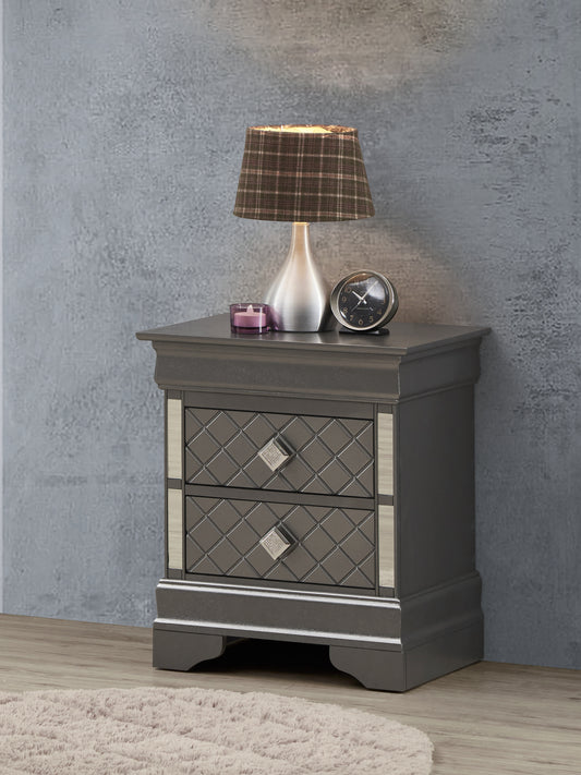 Verona G6702-N Nightstand , Metalic Black