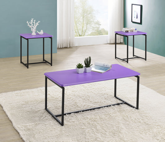 Violet Carbon Fiber Coffee Table and End Table Set with Unique Design