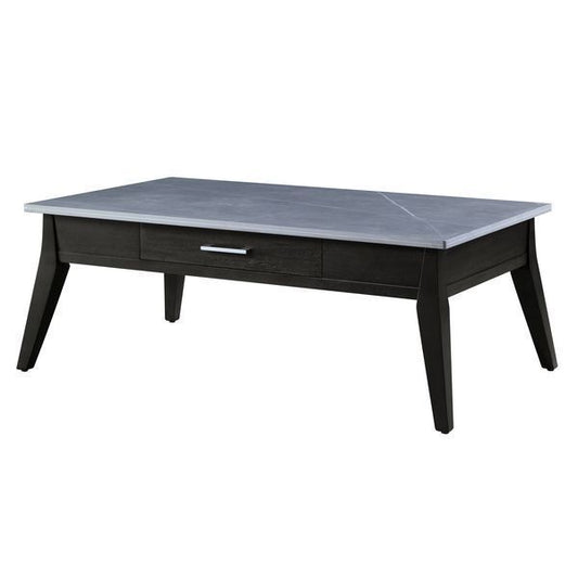 Elegant Zemocryss Coffee Table with Sintered Stone Top and Dark Brown Finish