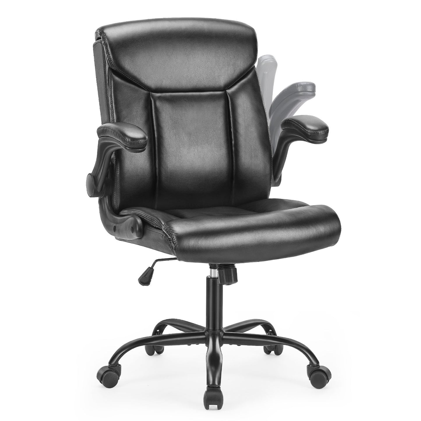 Sweetcrispy Mid Back Computer Desk Office Chair Leather Executive Office Chair