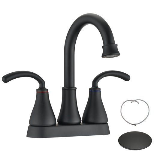 Contemporary Dual Handle Bathroom Sink Faucet with Swiveling Spout