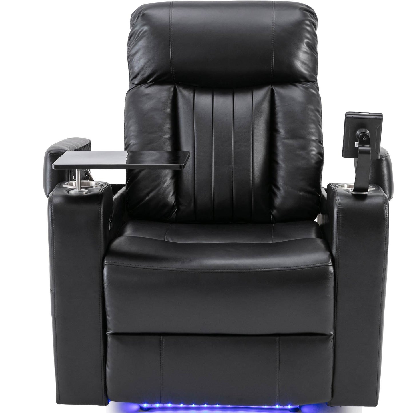 Ultimate Comfort Power Recliner with Storage Arms and Swivel Tray Table, Black