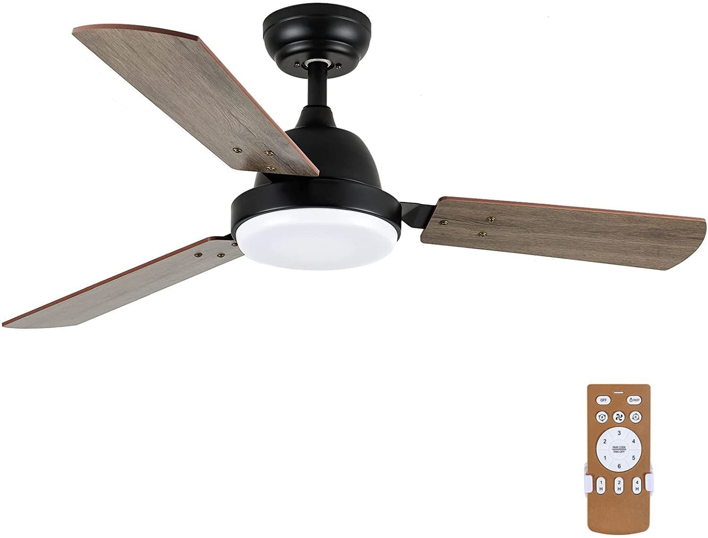 Quiet Breeze 44-inch Ceiling Fan with LED Light, Remote Control, and 6-Speed Modes