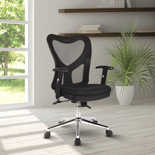 High Back Mesh Office Chair With Chrome Base, Black