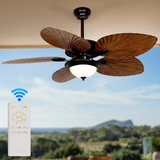 Vintage Leaf Ceiling Fan with 24w LED Light and Remote Control