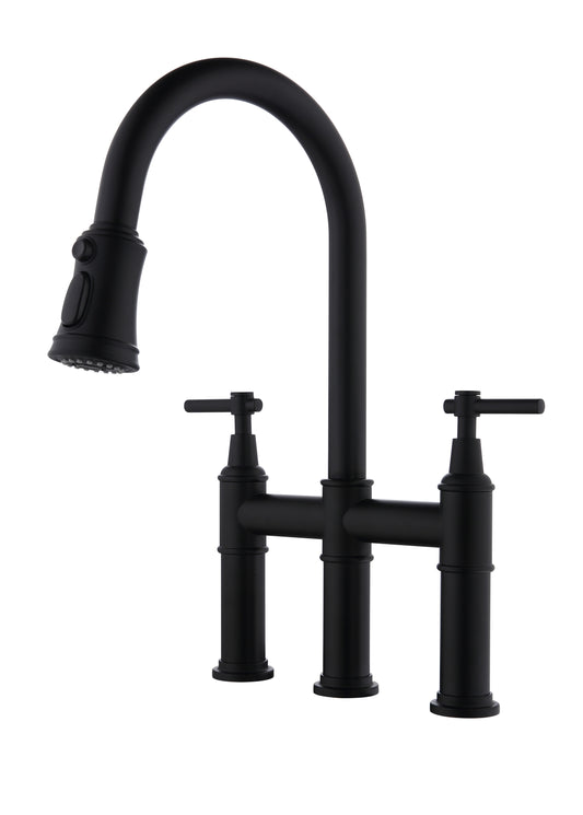 Bridge Kitchen Faucet with Pull-Down Sprayhead in Spot