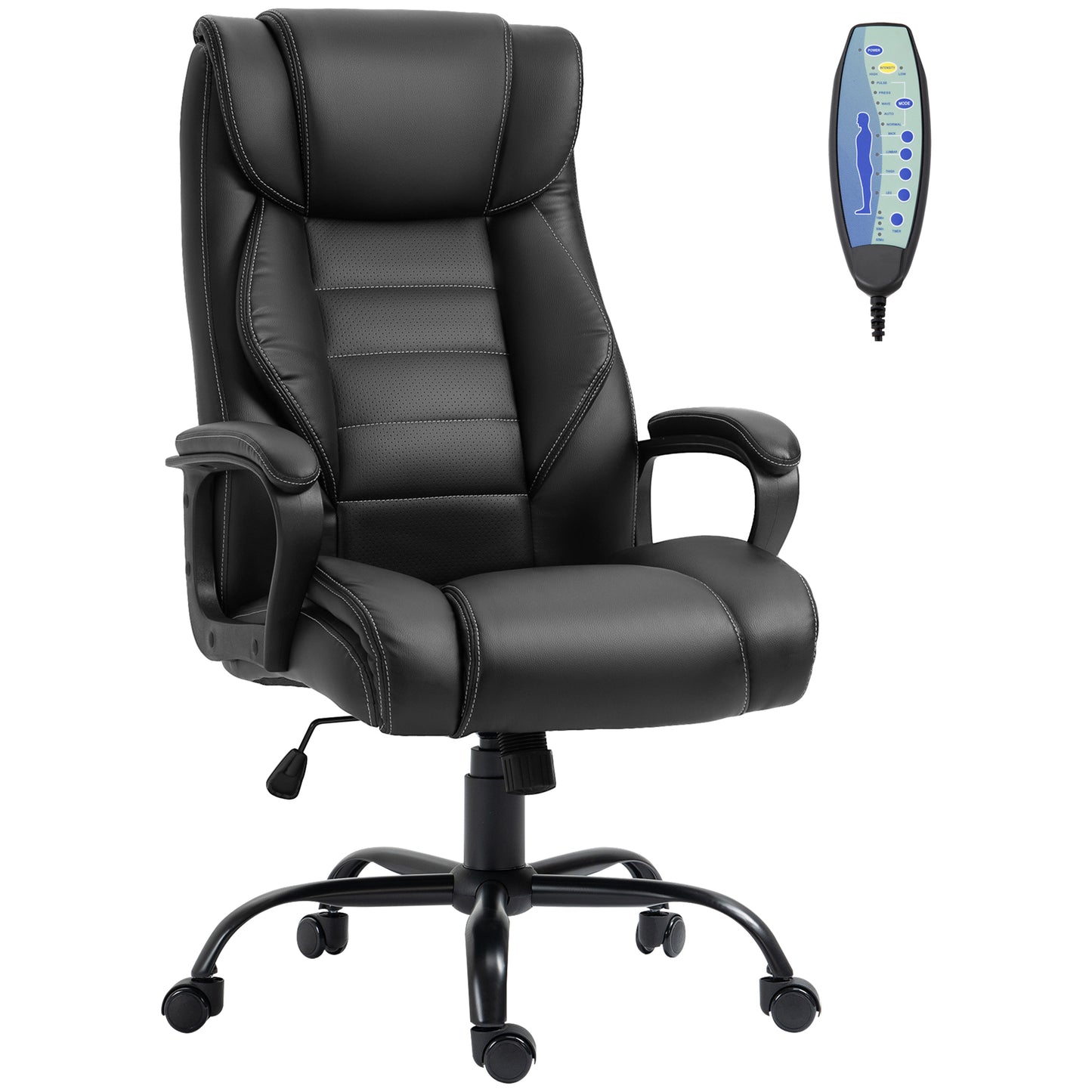 Vinsetto Ergonomic Massage Office Chair, High Back Executive Desk Chair with 6-Point Vibration, Adjustable Height, Swivel Seat and Rocking Function, Black