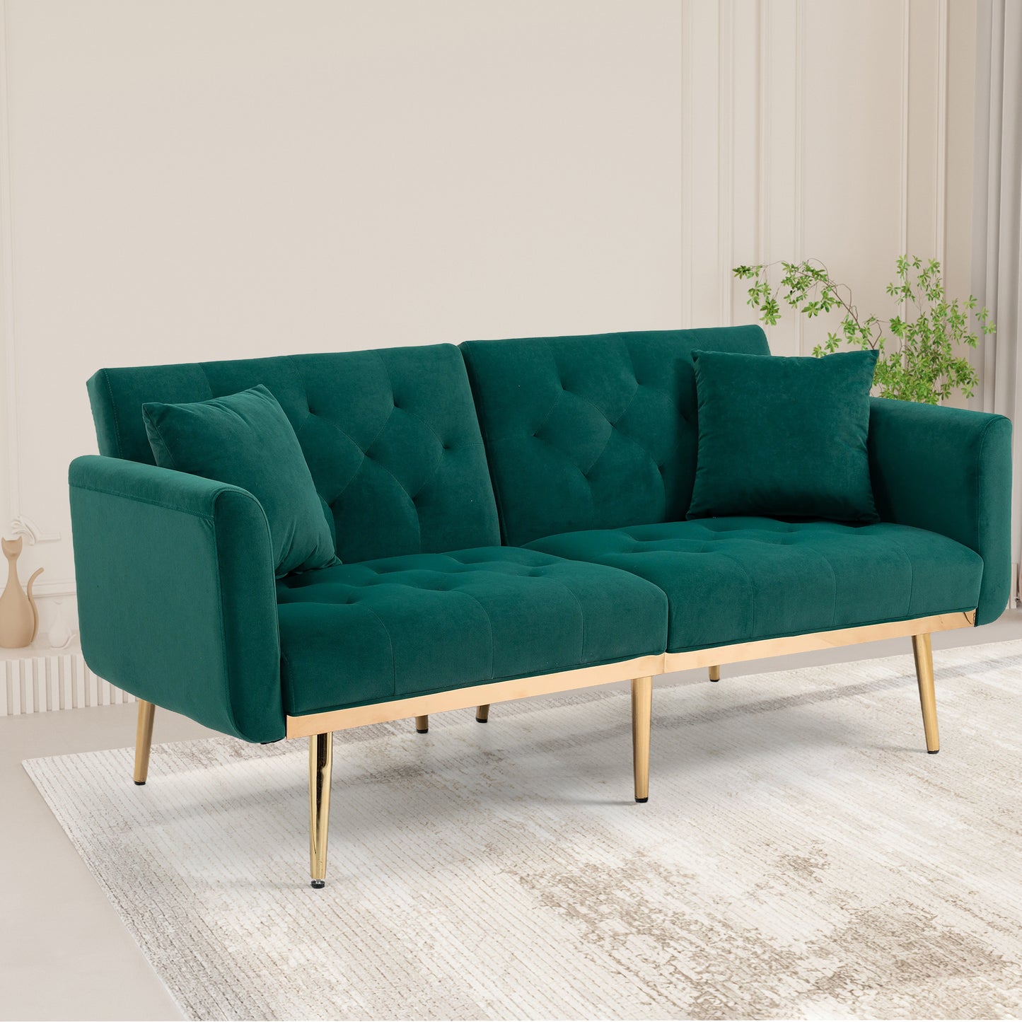 Velvet  Sofa , Accent sofa .loveseat sofa with metal  feet