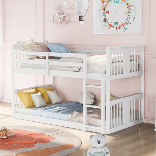 White Twin Bunk Bed with Ladder for Space-Saving Comfort