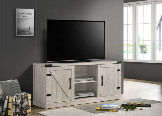 Salma Dusty Gray TV Stand with 2 Open Shelves and 2 Cabinets