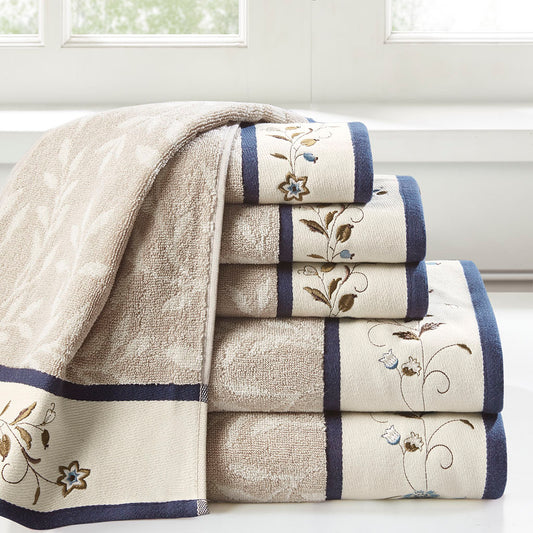 Elegant Botanical Cotton Towel Set