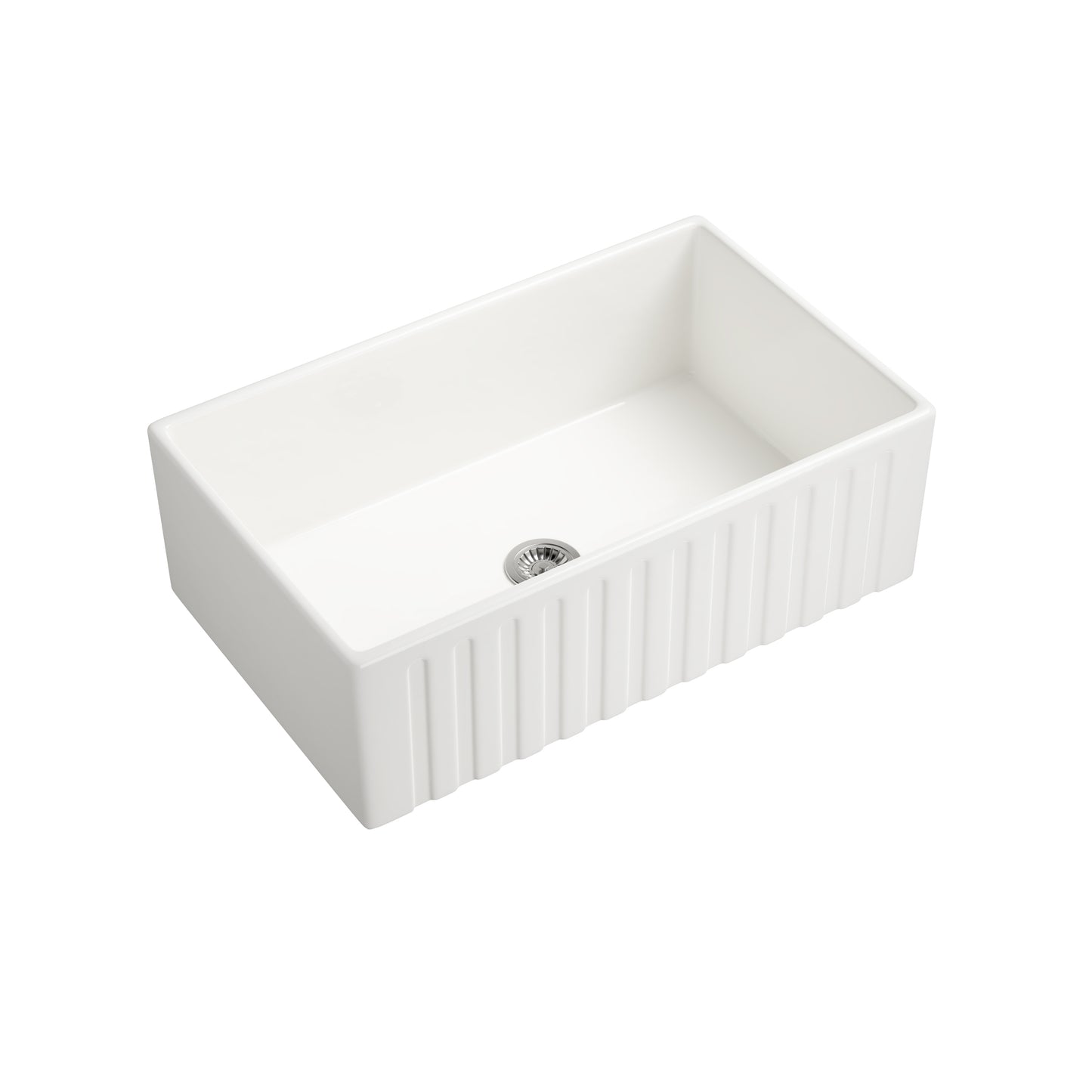 Single Bowl White Fireclay Farmhouse Kitchen Sink