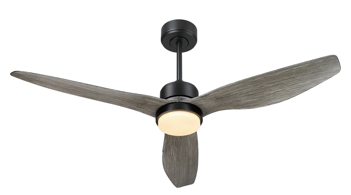 52 Inch Wood Color LED Propeller Ceiling Fan with Remote Control