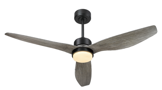 52 Inch Wood Color LED Propeller Ceiling Fan with Remote Control