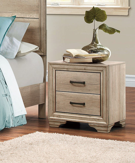 Contemporary Bedroom Furniture 1pc Nightstand of Drawers Natural Finish Melamine Laminate Bed Side Table