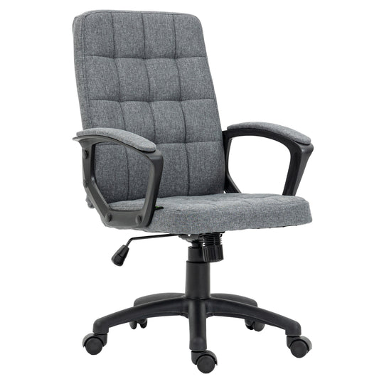 Vinsetto Fabric Office Chair, Computer Desk Chair, Swivel Task Chair with Arms, Adjustable Height, Swivel Wheels, Mid Back, Charcoal Gray