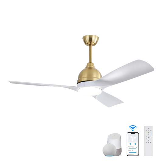 54 Inch Modern Wood Ceiling Fan with LED Lights and Smart Remote Control