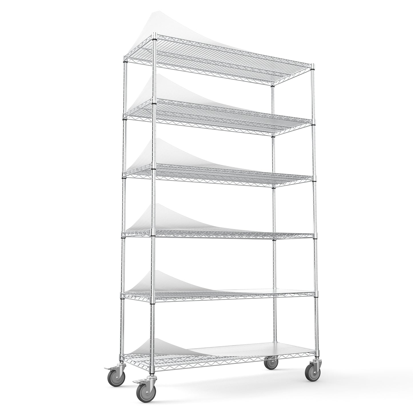 6 Tier Wire Shelving Unit, 6000 LBS NSF Height Adjustable Metal Garage Storage Shelves with Wheels, Heavy Duty Storage Wire Rack Metal Shelves - Chrome - 204882