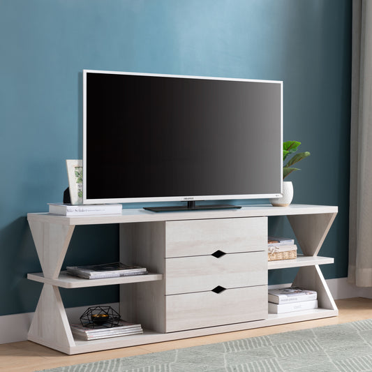 White Oak Entertainment Center with Drawers and Shelves