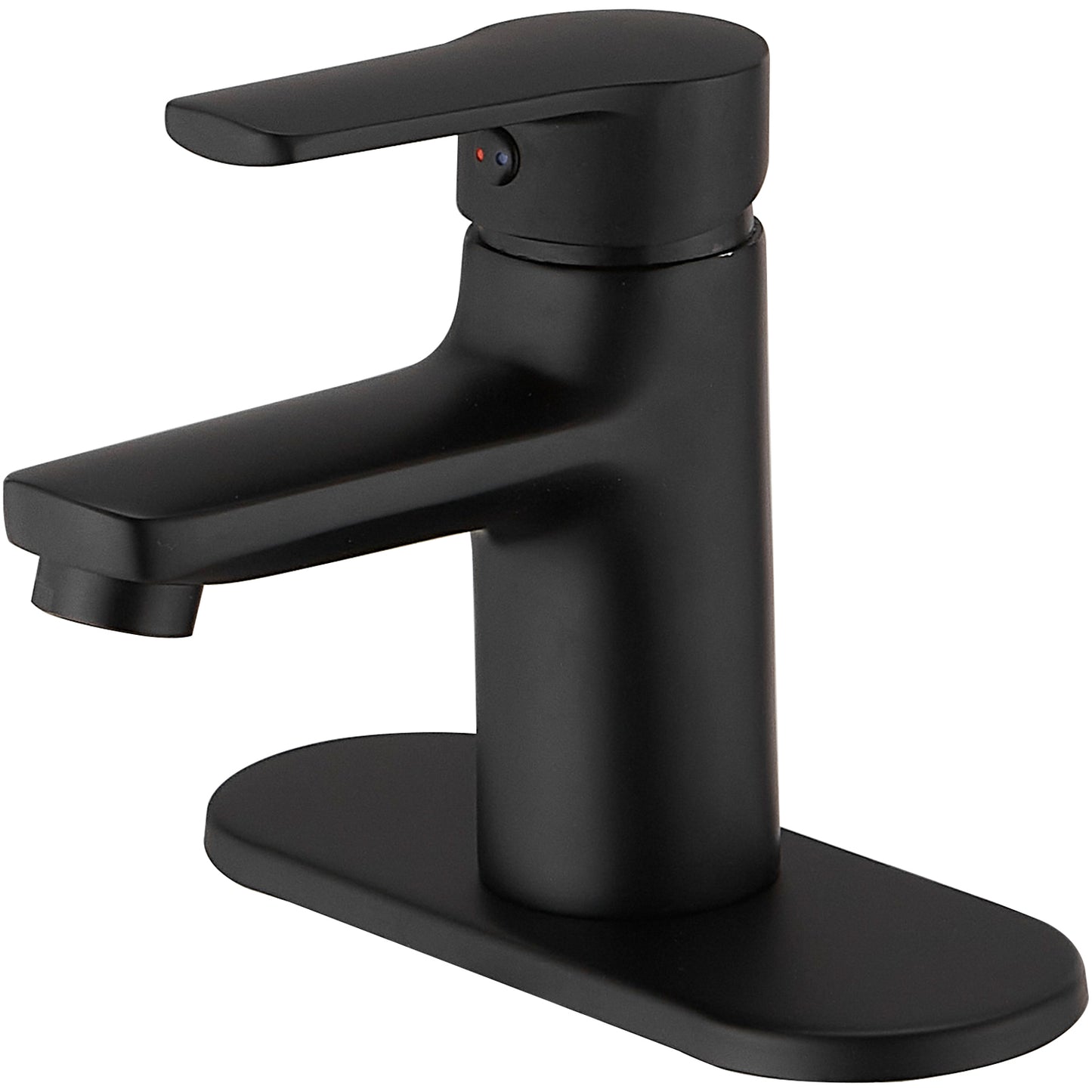 Modern Matte Black Single Handle Single Hole Low-Arc Bathroom Faucet with Supply Line