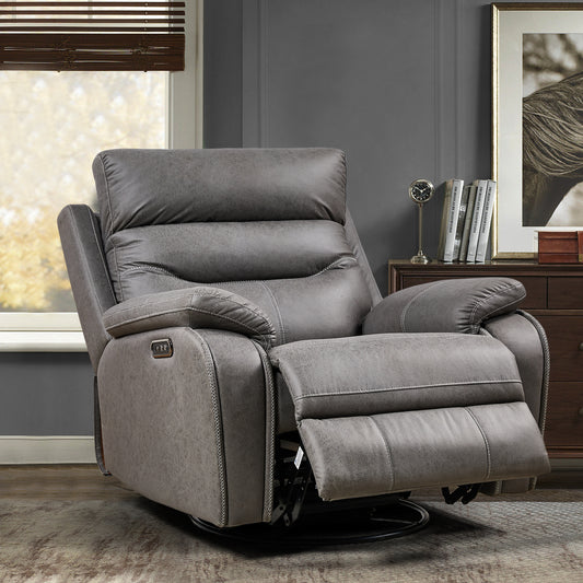 Single Motor Recliner Chair with 240 Degree Swivel and USB Charging Ports