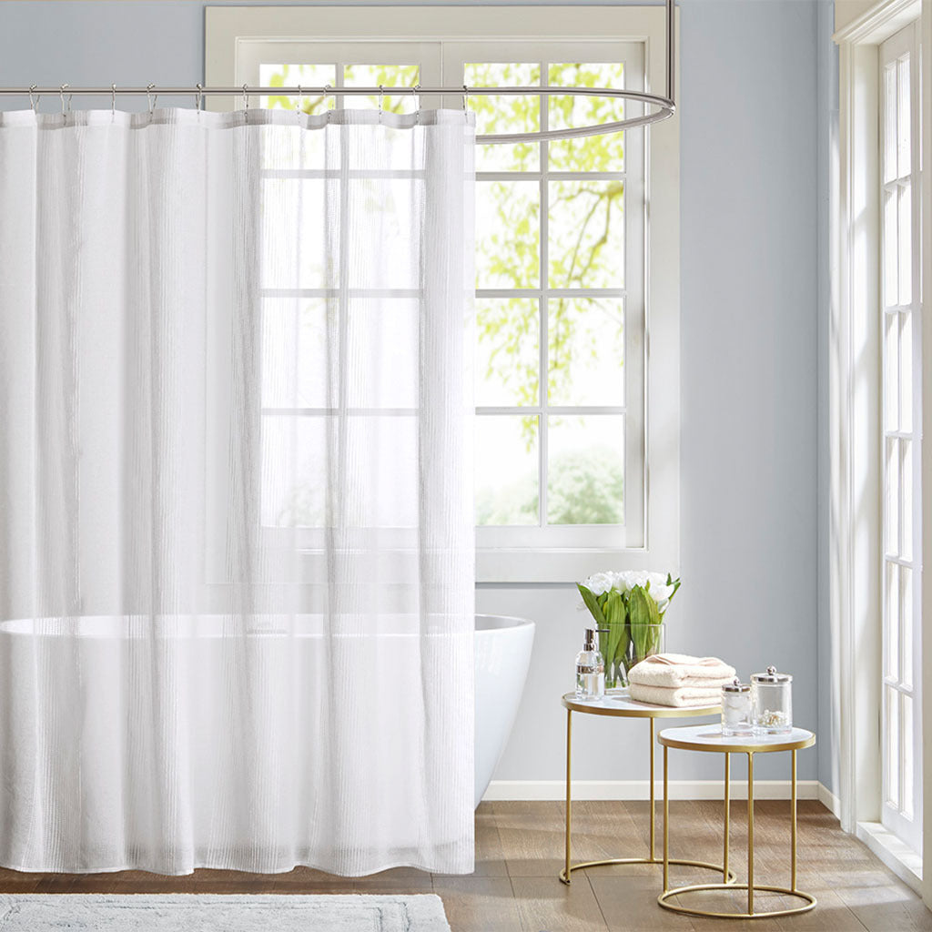 Sheer Stripe Fabric Shower Curtain