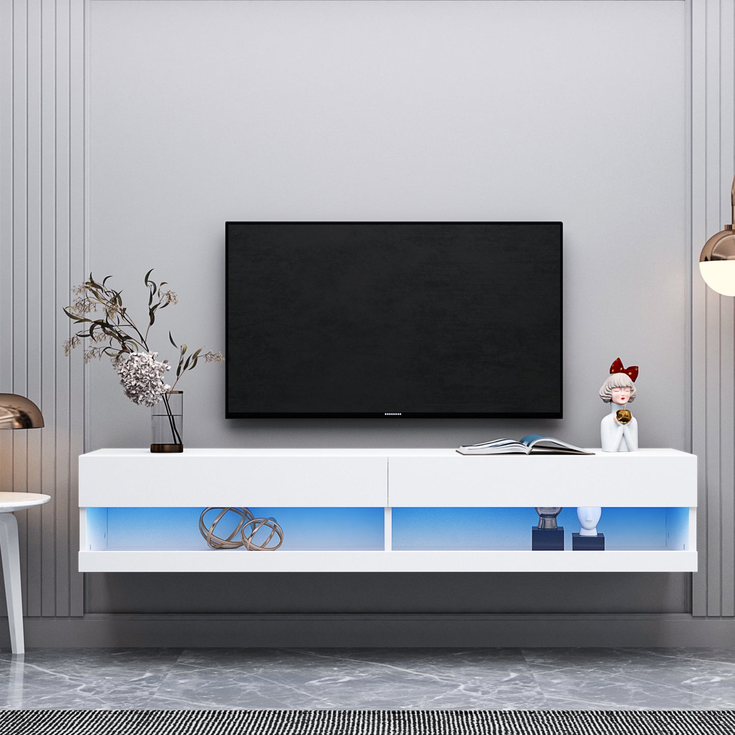 180 White LED Wall Mounted TV Stand with 20 Color Options