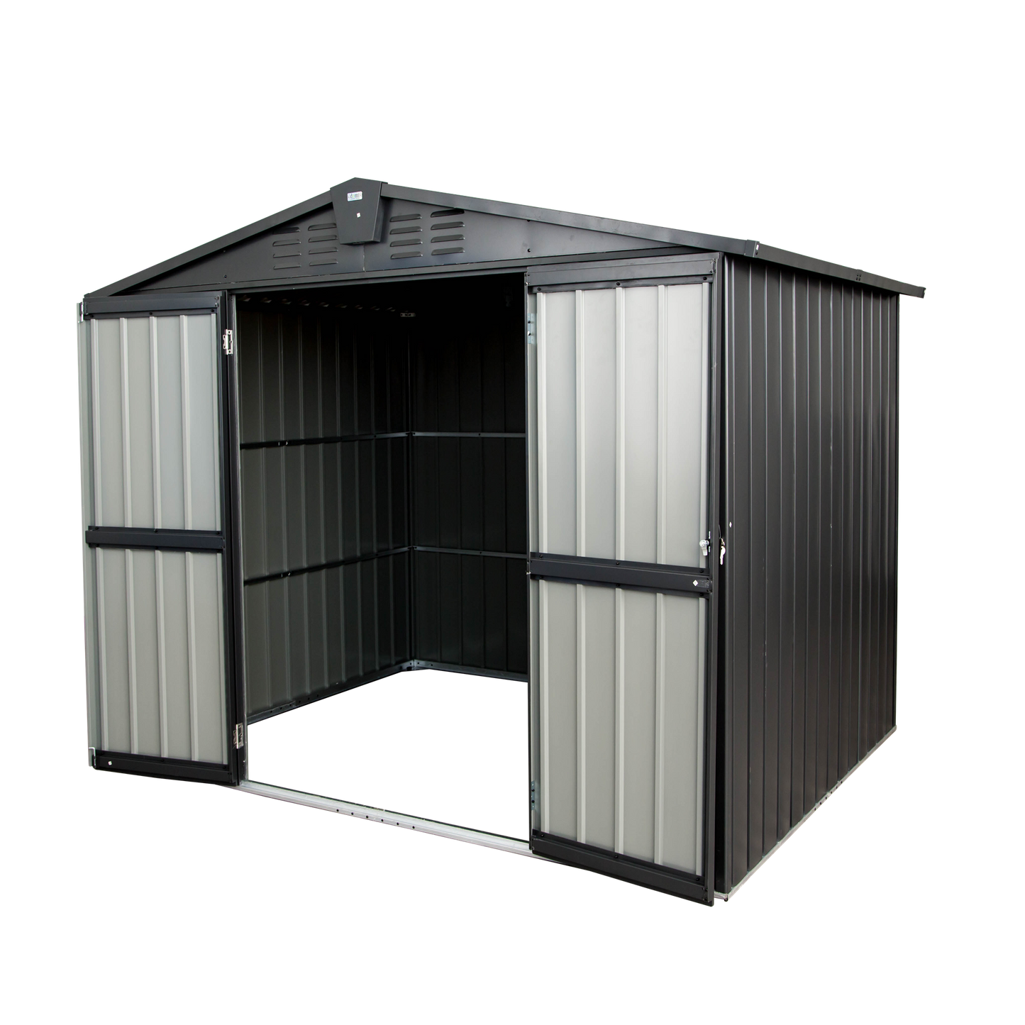 Outdoor Storage Shed 8.2'x 6.2', Metal Garden Shed for Bike, Trash Can, Galvanized Steel Outdoor Storage Cabinet with Lockable Door for Backyard, Patio, Lawn (8.2x6.2ft, Black)