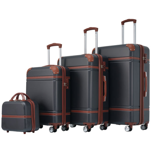 Hardshell Luggage Sets 4 Pieces 20"+24"+28" Luggages and Cosmetic Case Spinner Suitcase with TSA Lock  Lightweight